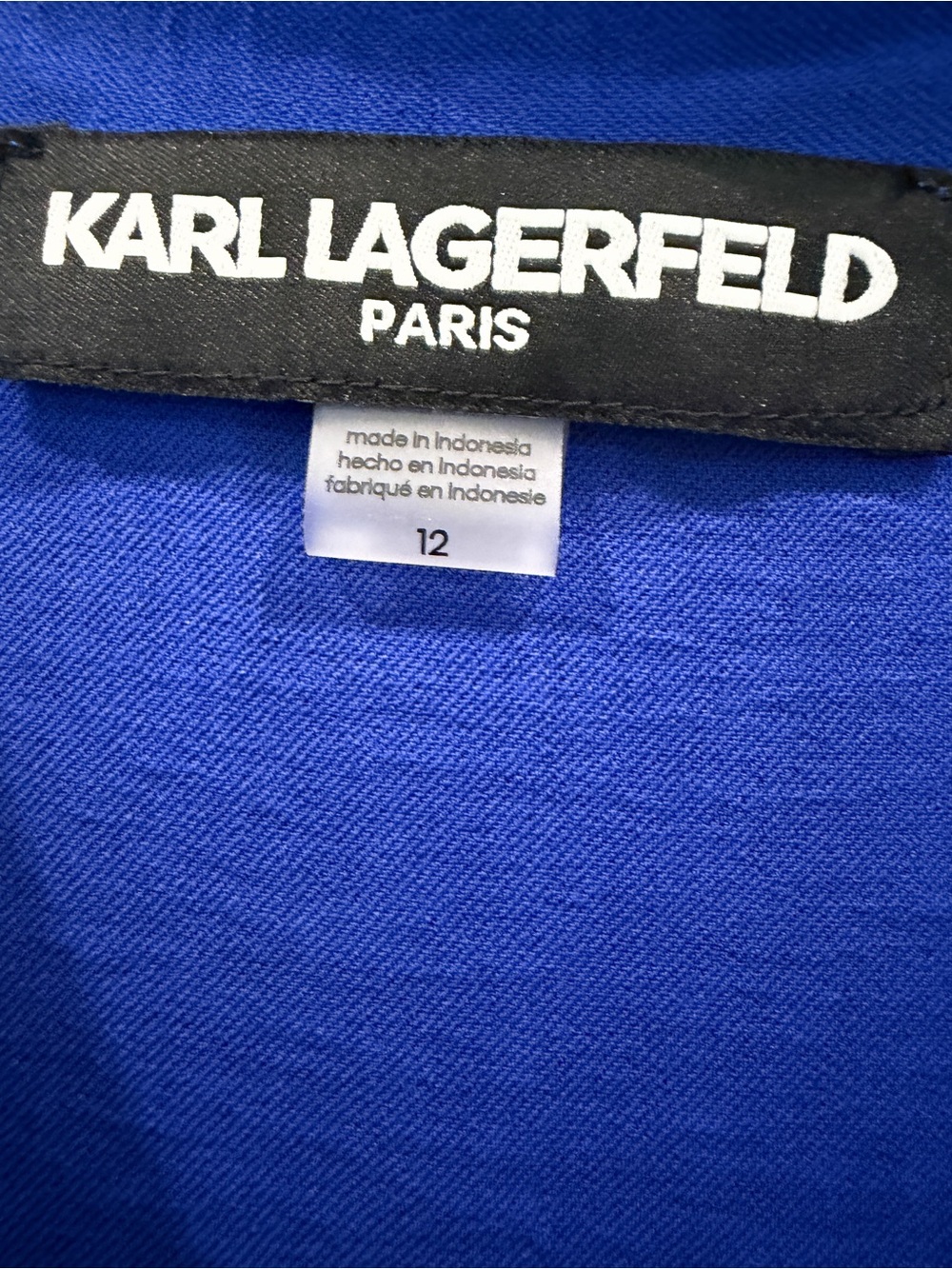 Karl Lagerfeld Belted Midi Shirt Dress Puff Sleeve Pockets Pearl Blue 12 NWT - Picture 13 of 15
